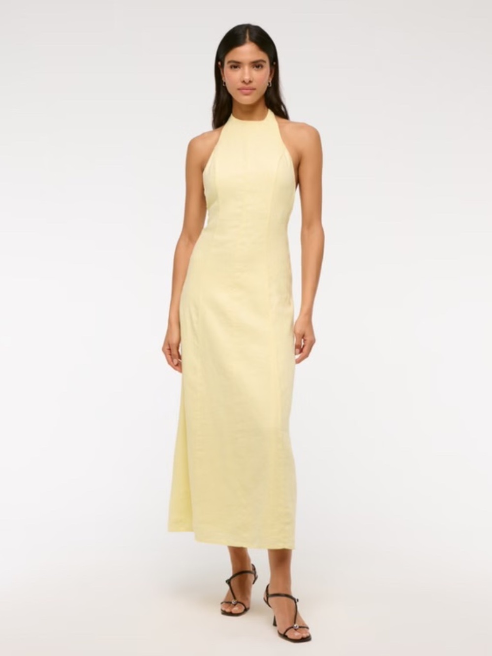 Premium Linen High-Neck Maxi Dress
